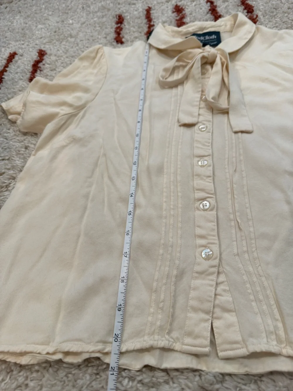 Modcloth Princess Highway Cream Button Down Pleated Bow Blouse - Picture 10 of 10